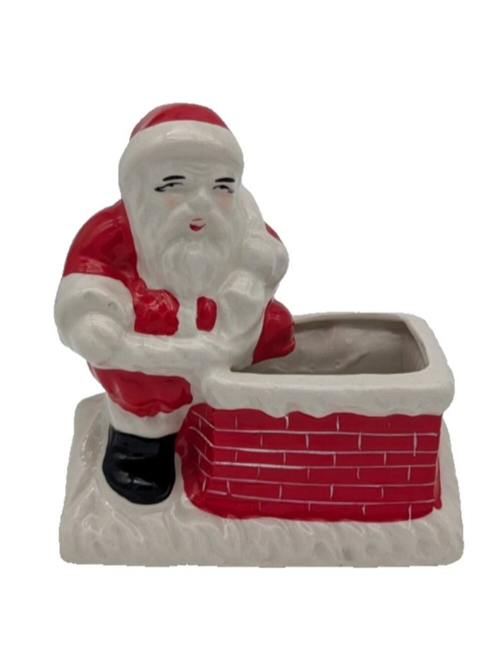 Vintage Christmas Planter Santa with Chimney 1950s Made in Japan